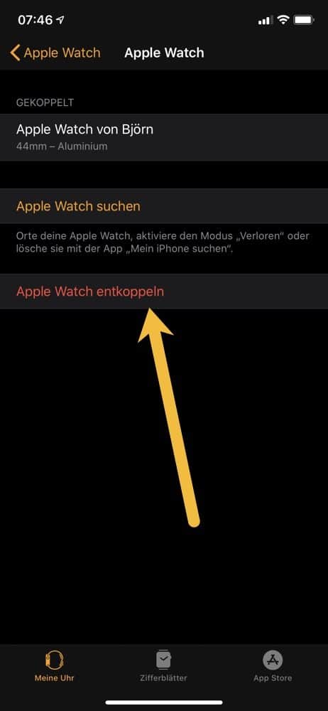 Apple Watch entkoppeln 4
