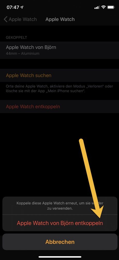 Apple Watch von entkoppeln 5