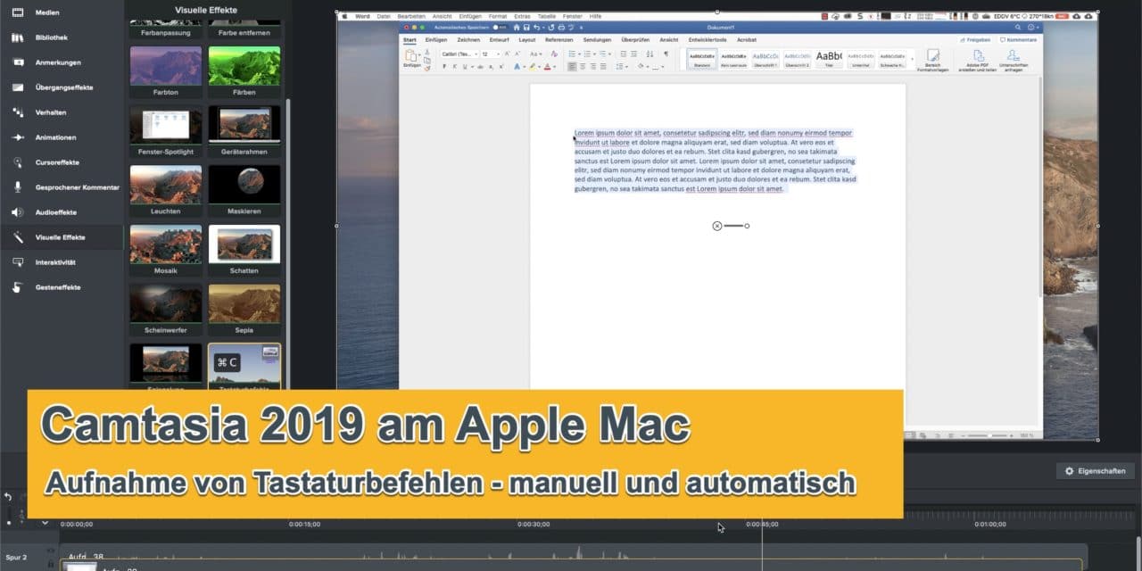 Cam­ta­sia auto­ma­tisch Tas­ta­tur­be­feh­le auf­neh­men am Apple Mac